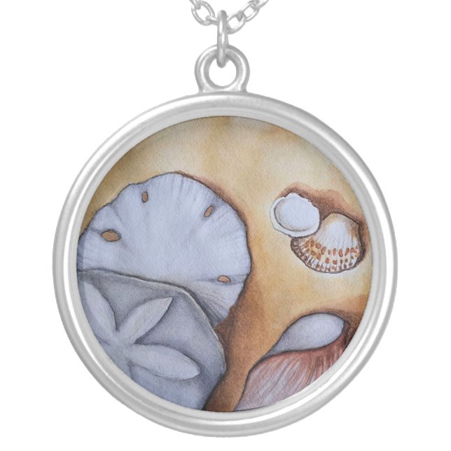 Sandy Seashells  Silver Plated Necklace (Front)