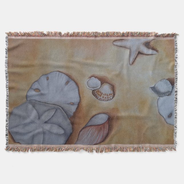 Sandy Seashells  Throw Blanket (Front)