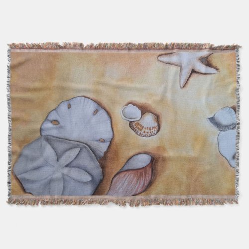 Sandy Seashells Throw Blanket