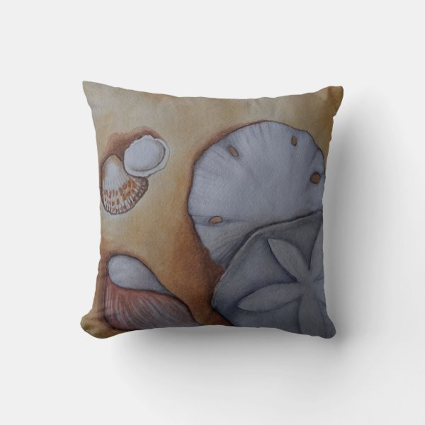 Sandy Seashells Throw Pillow