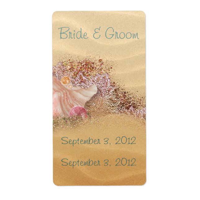 Sandy Shore Beach  Wedding  Wine Label (Front)