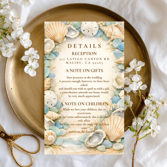 Sandy Shore Seashell Wedding Enclosure Card (Creator Uploaded)