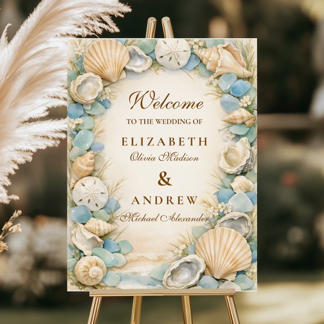 Sandy Shore Seashell Wedding Foam Board (Creator Uploaded)