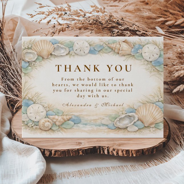 Sandy Shore Seashell Wedding Thank You Card (Creator Uploaded)