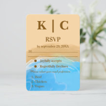 Sandy Shore Watercolor wedding rsvp card