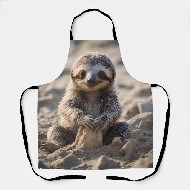 Sandy Shores : Baby Sloth Building Sand Castles, Apron (Front)