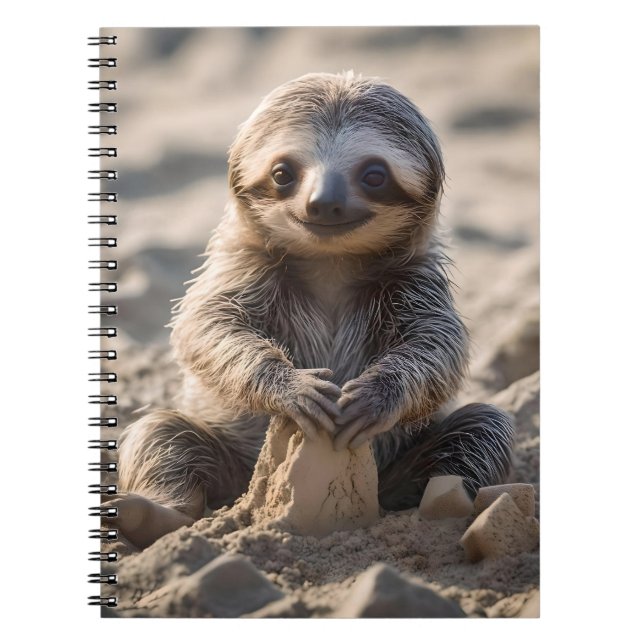 Sandy Shores : Baby Sloth Building Sand Castles, Notebook (Front)