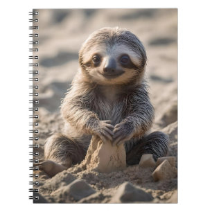 Sandy Shores: Baby Sloth Building Sand Castles, Notebook