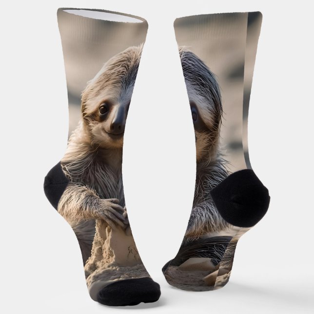 Sandy Shores : Baby Sloth Building Sand Castles, Socks (Angled)
