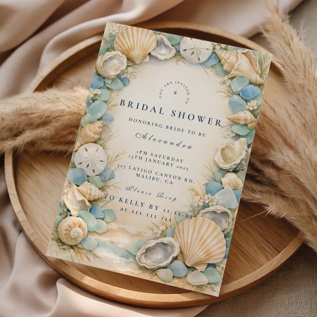Sandy Shores Seashell Bridal Shower Invitation (Creator Uploaded)