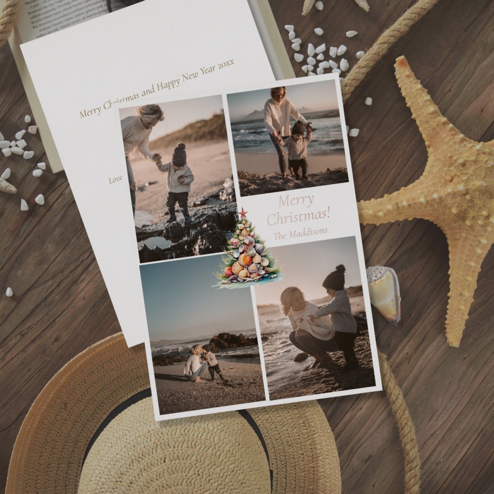 Sandy Smiles 4 Beachy Delights for your Christmas Foil Holiday Card