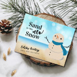 Sandy Snowman Beach Scene New Address Holiday Postcard<br><div class="desc">New Address Sandy Snowman Beach Scene Holiday Moving Announcement Postcard... "Sand is the New Snow" is the caption in serif and script typography on our cute holiday moving announcement featuring a sandy beach and a "snowman" made of sand. The greeting on front of the card reads "Holiday Greetings from our...</div>