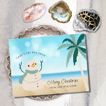 Sandy Snowman Palm Tree on Beach New Home Announcement Postcard<br><div class="desc">New Address Cute Sandy Snowman Palm Tree on Beach Holiday Moving Postcard... "Sand is the New Snow" is the caption in classic sans serif typography on our holiday moving announcement card featuring a sandy beach and a cute "snowman" made of sand. The greeting on front of the card reads "Merry...</div>