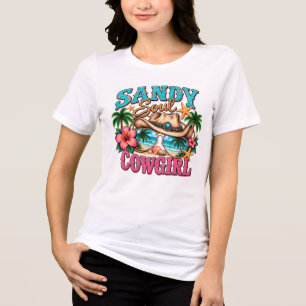 Sandy Soul Cowgirl Western Beach Hat Design Tri-Blend Shirt