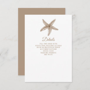 Sandy Starfish Marine Ocean Beach Wedding Enclosure Card
