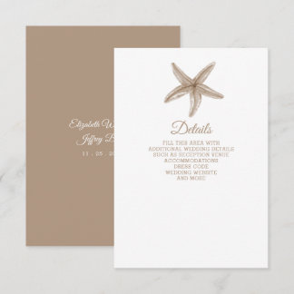 Sandy Starfish Marine Ocean Beach Wedding Enclosure Card