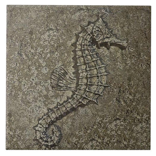 Sandy Textured Seahorse Altered Photograph Tile