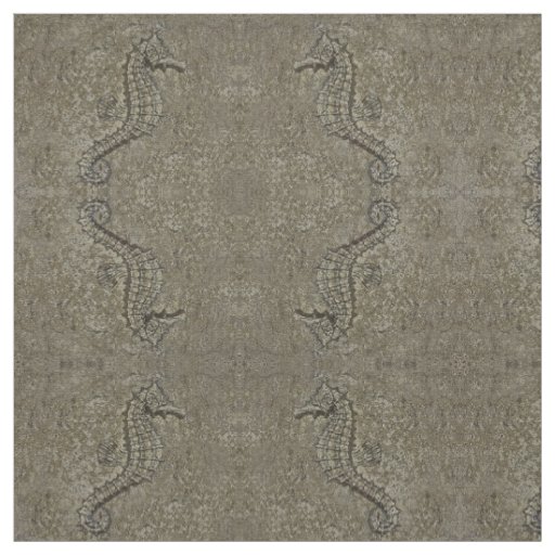 Sandy Textured Seahorse Photograph Fabric