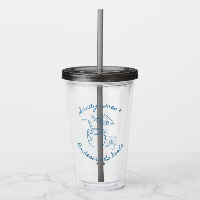 Sandy Toe & Bridesmaids Goals Coastal Bachelorette Acrylic Tumbler (Front)