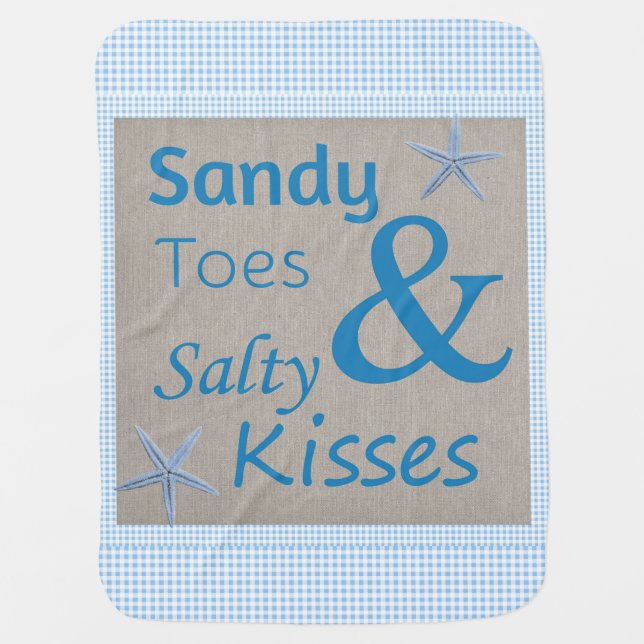 Sandy Toes and Salty Kisses Beach Life Quote Stroller Blanket (Front)