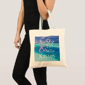 Sandy Toes Salty Kisses Tote Bag | Beach Tote Bag | Tote Bags | Beach Bridal Party Gift Bags | Personalized Tote Bag | Monogram Tote Bag