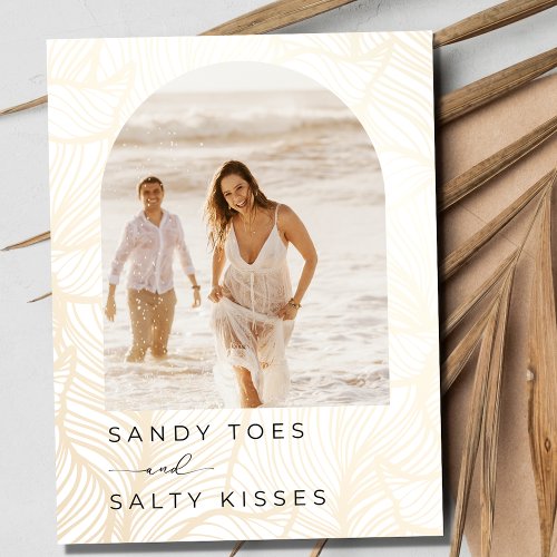 Sandy Toes Arch Photo Beach Wedding Save the Date Announcement Postcard