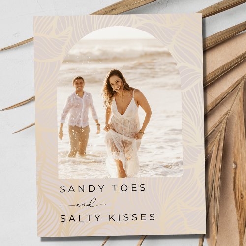 Sandy Toes Arch Photo Beach Wedding Save the Date Announcement Postcard