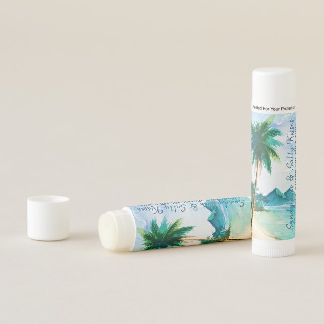 Sandy Toes Quote Tropical Beach Wedding Favor Lip Balm (In Situ)
