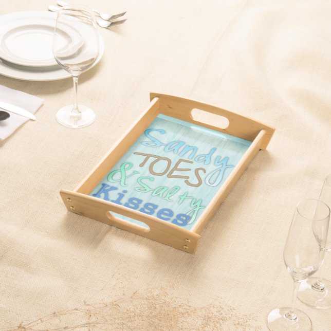 Sandy Toes & Salty Kisses Beach Theme Serving Tray (Front)