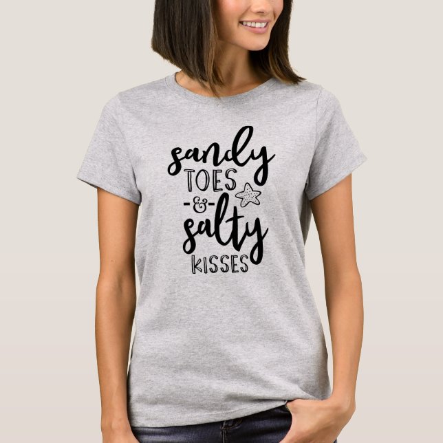 Sandy Toes & Salty Kisses Beach Vacation T-Shirt (Front)