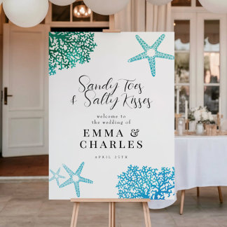 Sandy Toes Salty Kisses Beach Wedding Sign