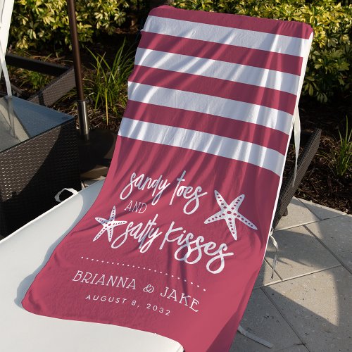 Sandy Toes Salty Kisses Destination Wedding Favor Beach Towel