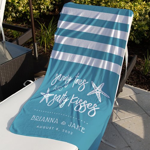 Sandy Toes Salty Kisses Destination Wedding Favor Beach Towel