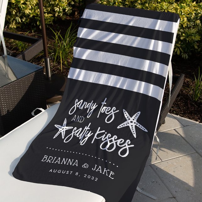 Sandy Toes Salty Kisses Destination Wedding Favor Beach Towel (Creator Uploaded)