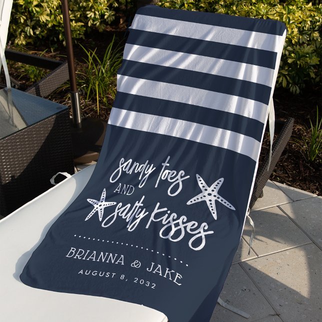 Sandy Toes Salty Kisses Destination Wedding Favor Beach Towel (Creator Uploaded)