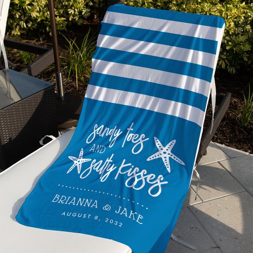 Sandy Toes Salty Kisses Destination Wedding Favor Beach Towel