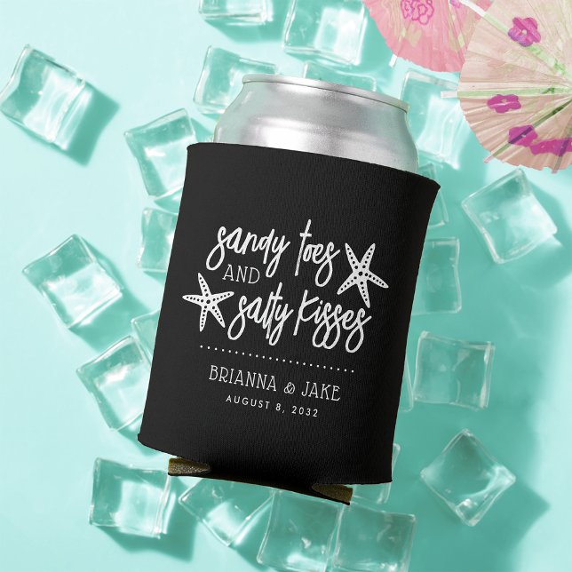 Sandy Toes Salty Kisses Destination Wedding Favor Can Cooler (Creator Uploaded)