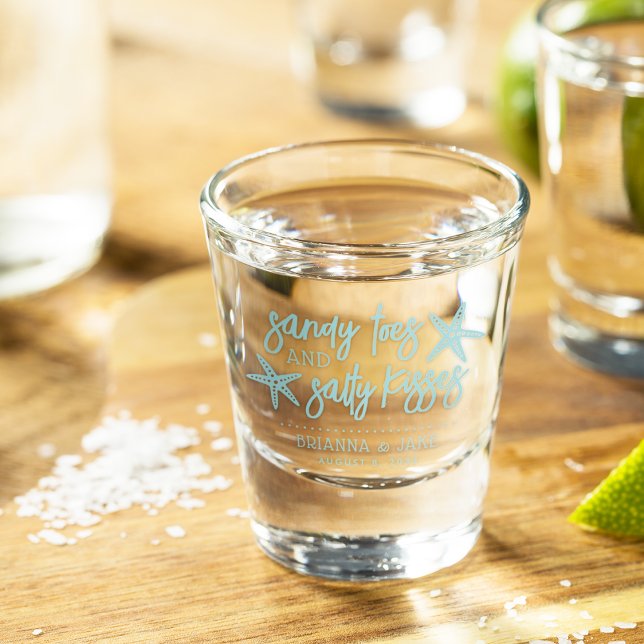 Sandy Toes & Salty Kisses Destination Wedding Shot Glass (Creator Uploaded)