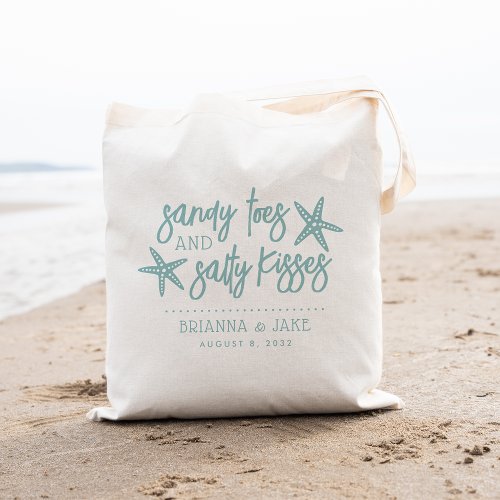 Sandy Toes  Salty Kisses Destination Wedding Tote Bag