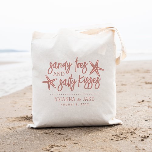 Sandy Toes  Salty Kisses Destination Wedding Tote Bag