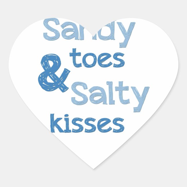 Sandy Toes Salty Kisses Heart Sticker (Front)