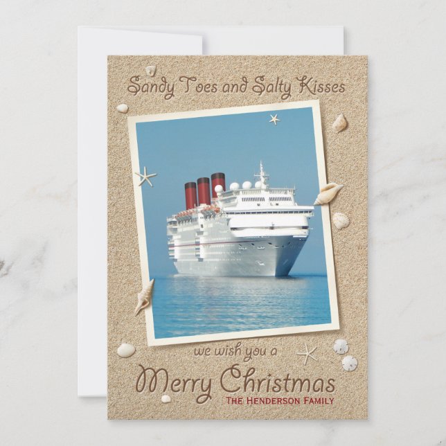 Sandy Toes Salty Kisses Merry Christmas Card (Front)