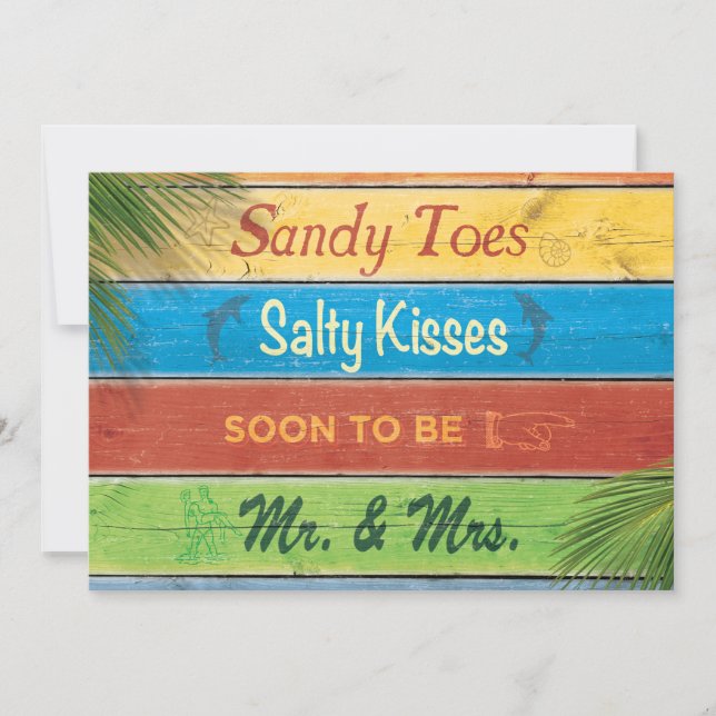 Sandy Toes Salty Kisses Rehearsal Dinner Invite (Front)