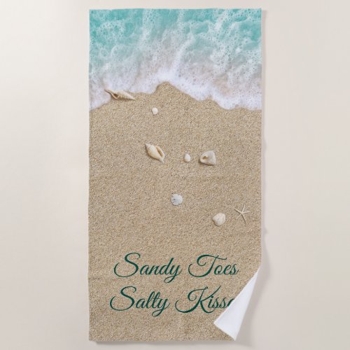 Sandy Toes Salty Kisses Turquoise Beach Waves Beach Towel