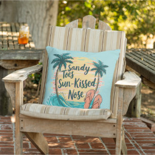 Sandy Toes Sun-Kissed Nose Beach Aesthetic Outdoor Pillow