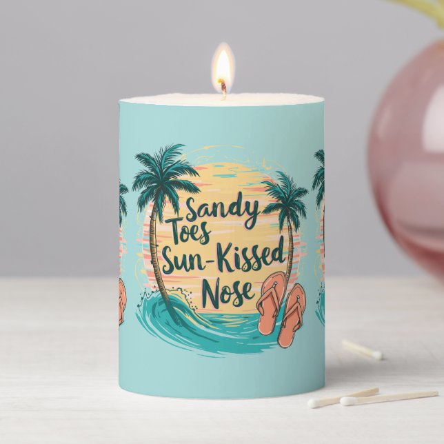 Sandy Toes Sun-Kissed Nose Beach Aesthetic Pillar Candle (In Situ)