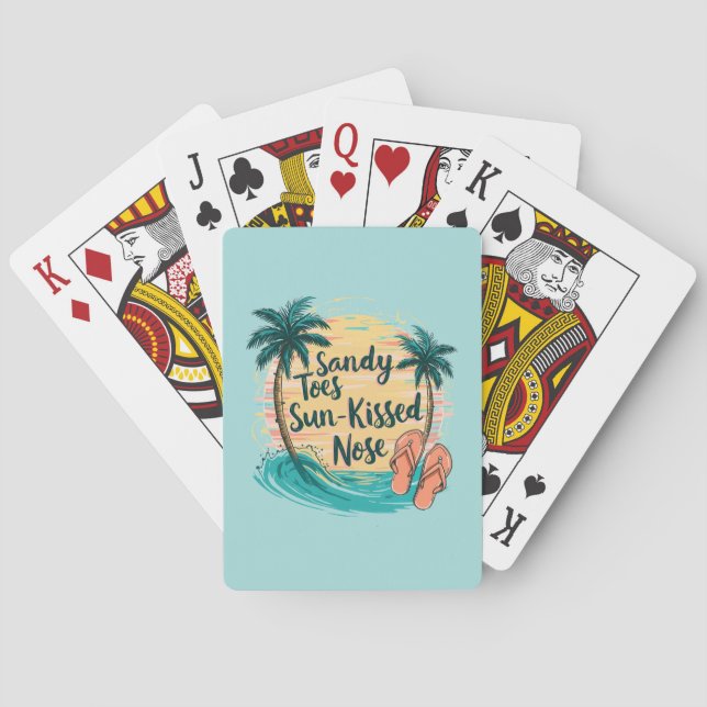 Sandy Toes Sun-Kissed Nose Beach Aesthetic Poker Cards (Back)