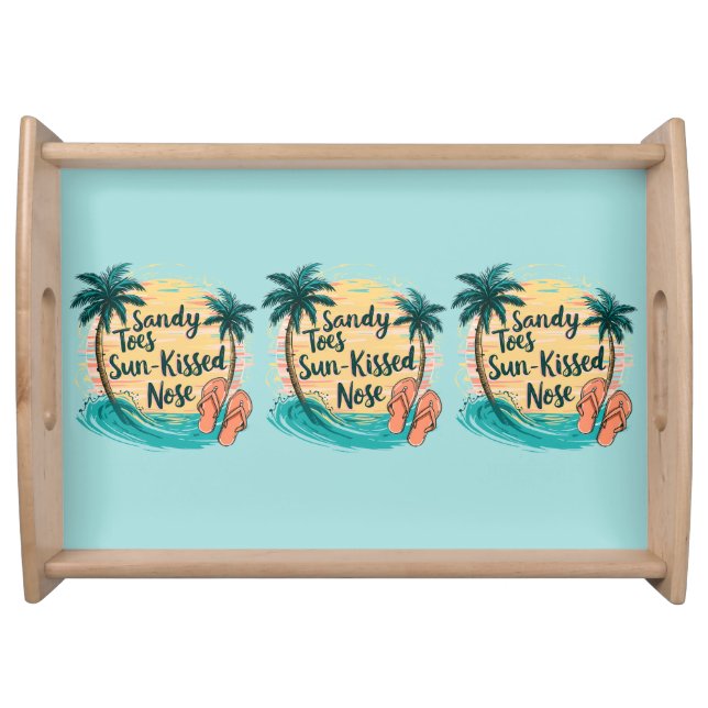 Sandy Toes Sun-Kissed Nose Beach Aesthetic Serving Tray (Front)