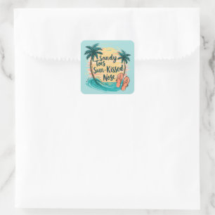 Sandy Toes Sun-Kissed Nose Beach Aesthetic Square Sticker