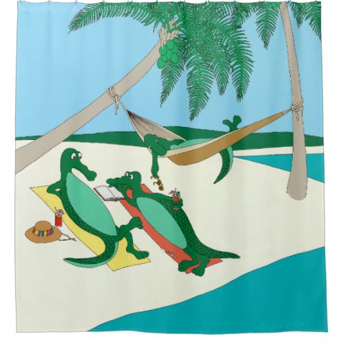 Sandy Toes Tropical Beach  Shower Curtain